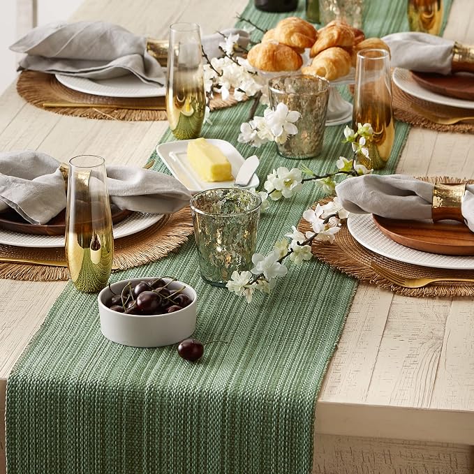 DII Variegated Tabletop Collection, Table Runner, 13x72, Artichoke Green