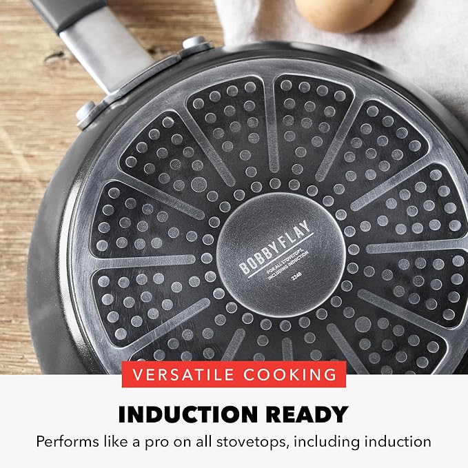 GreenPan x Bobby Flay 2.5QT Ceramic Nonstick Saucepan with Lid, Graphite | PFAS-Free Diamond Ceramic Nonstick Chef Pan, Silicone Handle, Induction & All Stovetop Compatible, Dishwasher and Oven Safe