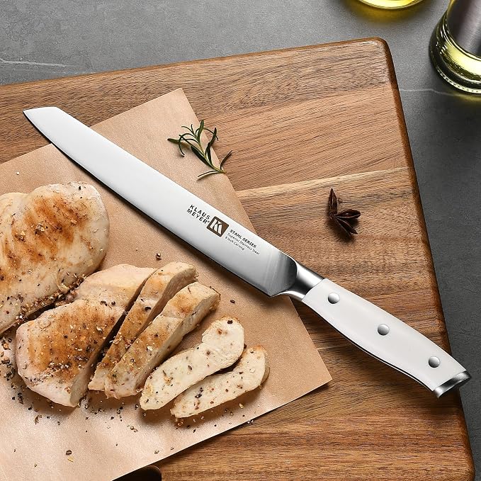 Stahl 19-Piece German Steel Kitchen Knife Block Set (White) | Premium Knife Set, Long-Lasting Sharpness, Versatile Knife Choices, Space-Saving Block, Ideal For Food Prep & Large Gathering