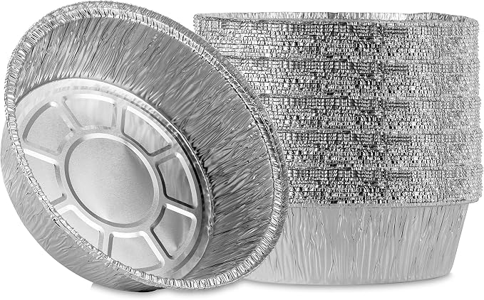 PLASTICPRO 8'' Inch Round Tin Foil Pans Disposable Aluminum Pack of 50