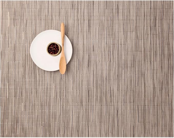 Chilewich Bamboo Placemats Set of 4, Woven Rectangle Placemats | Reusable, Stain-Resistant, Indoor/Outdoor Tabletop Protection, 19" x 14", Dune