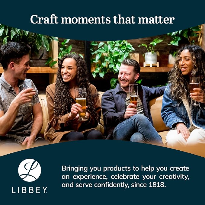 Libbey Stockholm Pilsner Beer Glasses Set of 4, 14.5oz, Tall, Slender Pint Glasses for Pilsner, Kolsch, Lager, and More, Unique Beer Gift Set