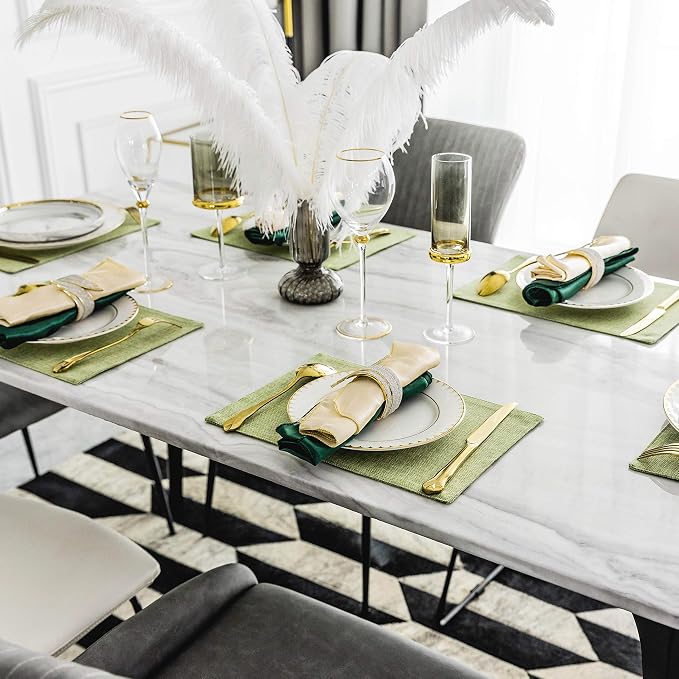 Home Brilliant Green Placemat Set of 4 Washable Place Mats Placemats Heat Resistant Sage Placemat for Dining Table Kitchen Table Mats Dinner Decor, Grass Green