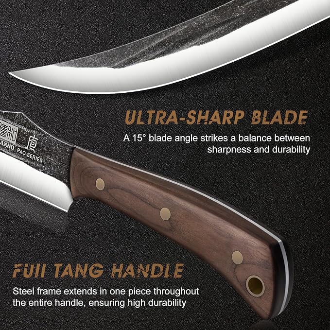 HOSHANHO Butcher Knife Set, 3PCS Knife Set of Meat & Slicing & Boning Knife | Ultra Sharp Kitchen Knife Set, Hand Forged High Carbon Steel Knives Set for Home & Camping & BBQ Gift with Men