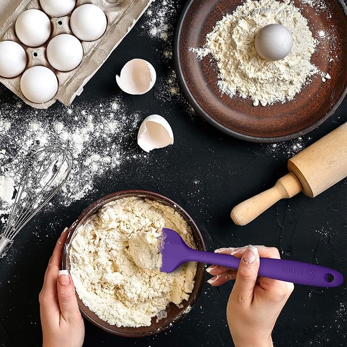 3-Piece Silicone Spatula Set, 600°F Heat Resistant, Purple | Stainless Steel Core, Silicone Rubber Spatulas for Nonstick Pans, Spatula, Spoonula and Mini Spatula for Cooking and Baking