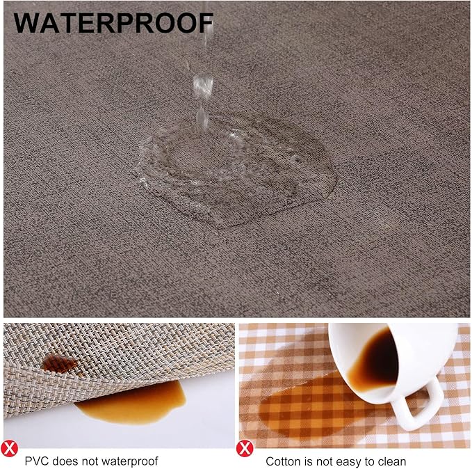 Faux Leather Heat Resistant Placemats 4 Packs, Waterproof Wipeable Dining PU Place Mats for Indoor & Outdoor, Easy to Clean, Brown