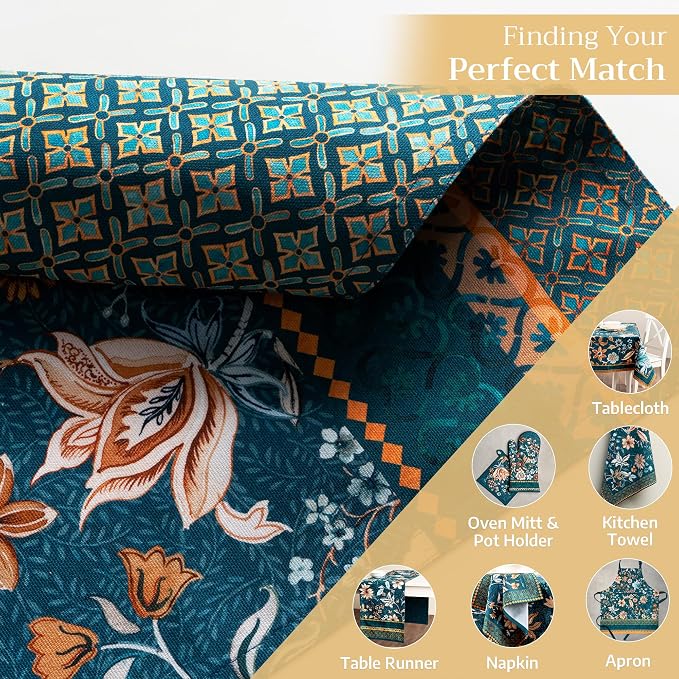 Maison d' Hermine Placemats Set of 4 Reusable 100% Cotton (13"x19") | Cloth Place Mats Washable Table Mats for Kitchen Dining Party Wedding Home Thanksgiving Christmas - Luxury Loft - Dark Teal