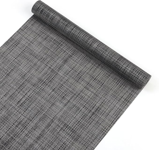 SHACOS Woven Vinyl Table Runners 12 x 54 inch Wipeable PVC Weave Table Runner Heat Resistant Runner for Dining Table Indoor Outdoor, Dark Gray