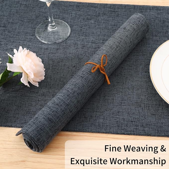 Homaxy Cloths Placemats for Dining Table Set of 4, 13" x 19", Charcoal Gray | Heat Resistant, Washable, Cotton Linen Blend Table Mats, Easy to Clean Place Mats, Indoor Outdoor