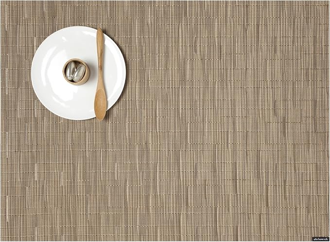 Chilewich Bamboo Placemats Set of 4, Woven Rectangle Placemats | Reusable, Stain-Resistant, Indoor/Outdoor Tabletop Protection, 19" x 14", Camel