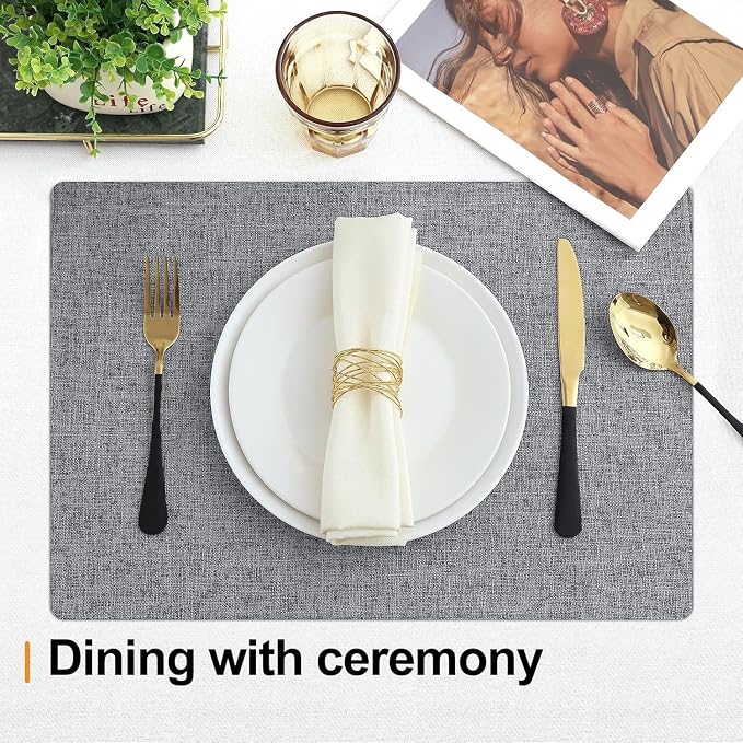 Homaxy Cloths Placemats for Dining Table Set of 6, 13" x 19", Dark Grey | Heat Resistant, Washable, Cotton Linen Blend Table Mats, Easy to Clean Place Mats, Indoor Outdoor