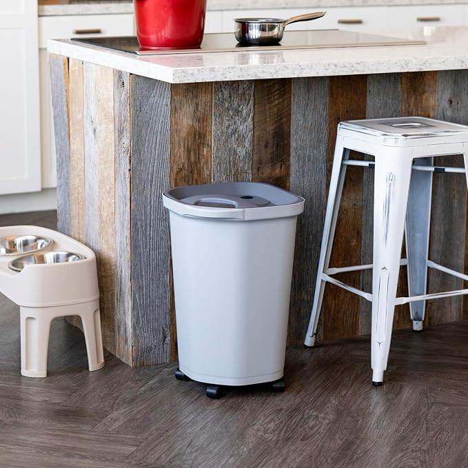 IRIS USA Dog Food Storage Container, Up to 25 lbs, Gray/Dark Gray | Made in USA, Comes with Wheels & 2-Cup Scoop, Airtight Seal, BPA-Free, Bird Seed, Cat food, Cat Litter, Treats, Pellets