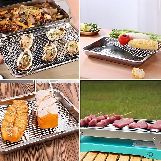 2 Pack Stainless Steel for Baking Sheet, Cooling Rack 11.8” 8.07” Baking Rack,Cooling Rack with Legs，Cooling Racks for Baking for Cooking and Baking,Oven Pan, Oven & Dishwasher Safe
