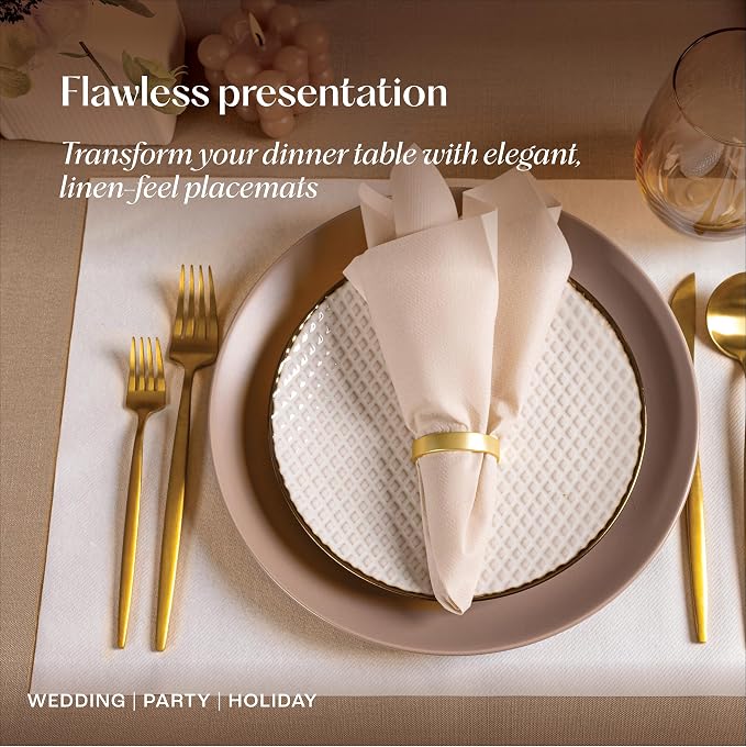 Disposable Green Paper Placemats for Dining Table - 100-Pack 18" x 12" Cloth-Like Rectangle Paper Placemats for Christmas, Baby, Kids, Party Or Weddings.
