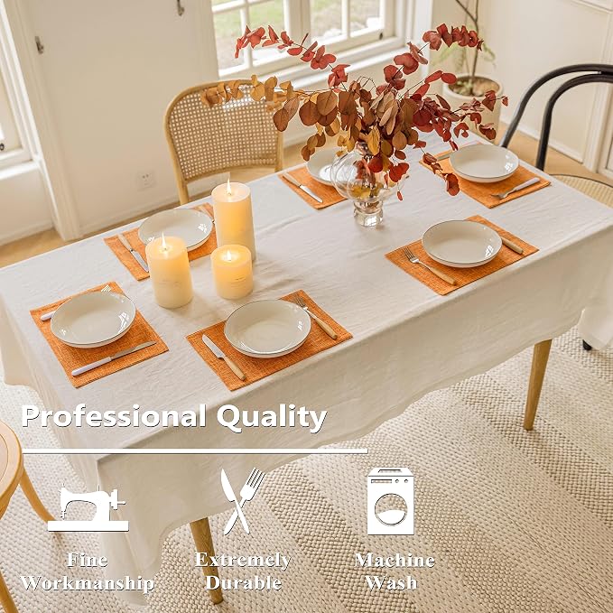Home Brilliant Cloth Placemats Set of 4 Heat Resistant Dining Table Place Mats for Kitchen Table Dinner Party Decorations, 13 x 19 inches, Orange