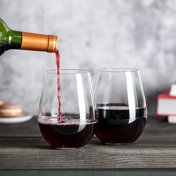Stemless Wine Glasses Set of 4, Large 22oz Red White Wine Glass | Hand Blown Lead-Free Crystal Wine Glasses, No Stem, Ideal Gift for Women, Men, Wedding, Birthday, Christmas, Any Occasion