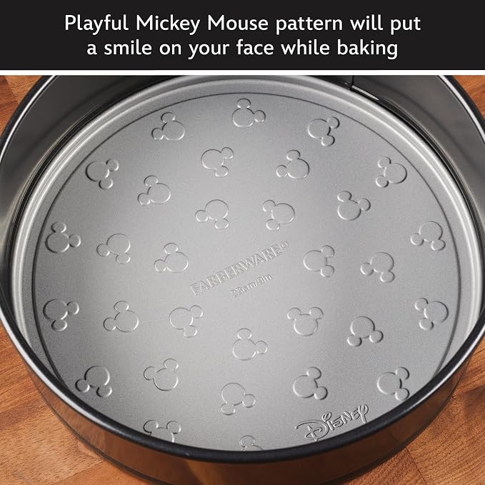 Farberware Disney Bake with Mickey Mouse Nonstick Springform Baking Pan/Nonstick Springform Cake Pan/Nonstick Cheesecake Pan, Round, 9 Inch Non Stick Bakeware Pan - Black