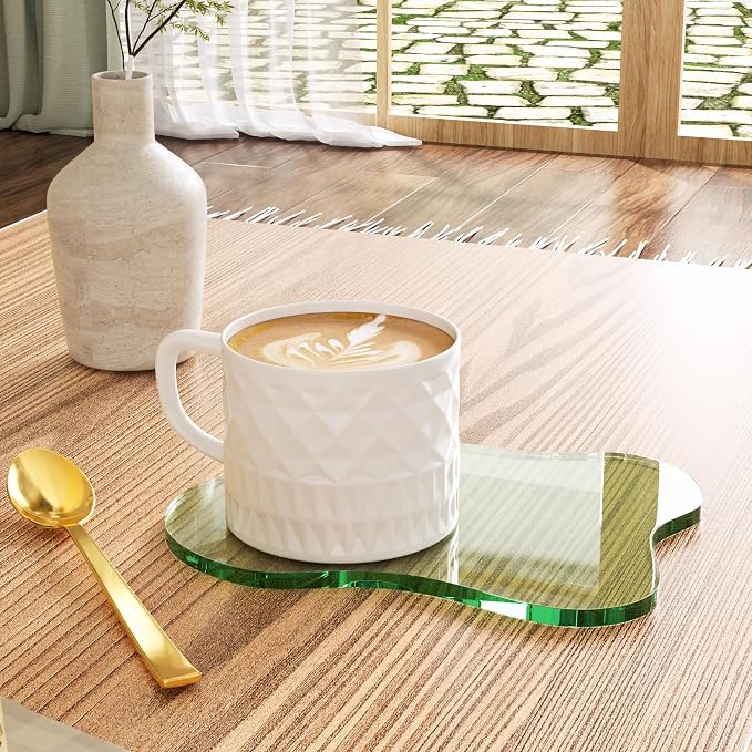 Acrylic Coaster Decorative Plates,Green Bar Drink Coaster, Clear Cloud Shape Coffee Cup Coaster, Perfect for Tabletop Protection and Accessories Display.(Green
