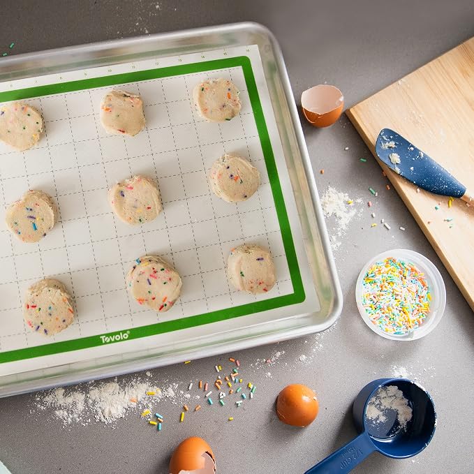 Tovolo TrueBake Silicone Baking Mat Half Sheet with Grid Lines for Baking Cookies Pastry Rolling Dough Cooking, Heavy Duty Heat Resistant Reusable Non Stick BPA Free Bakerware Liner Mat Oven Safe