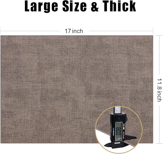 Homaxy PU Faux Leather Placemats for Dining Table, Set of 12, Dark Brown | Waterproof Wipeable Washable Table Mats, Easy to Clean Anti-Slip Place Mats, 11.8" x 17"