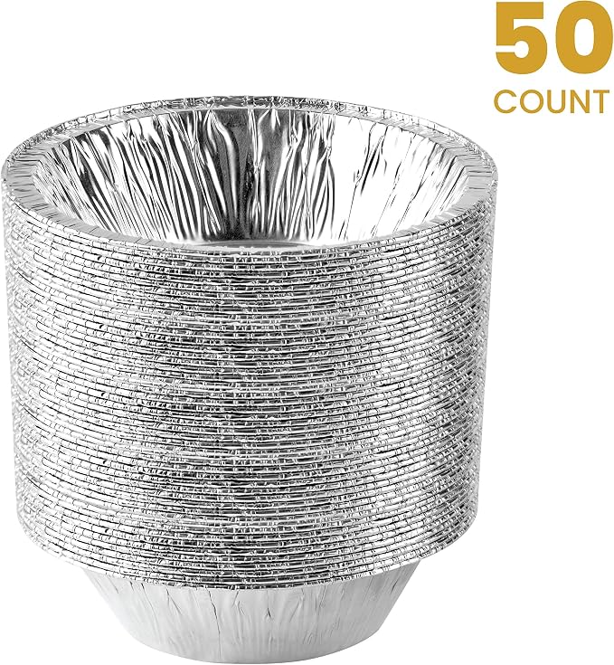 PLASTICPRO 6'' Inch Round Tin Foil Pie Pans Disposable Pack of 50