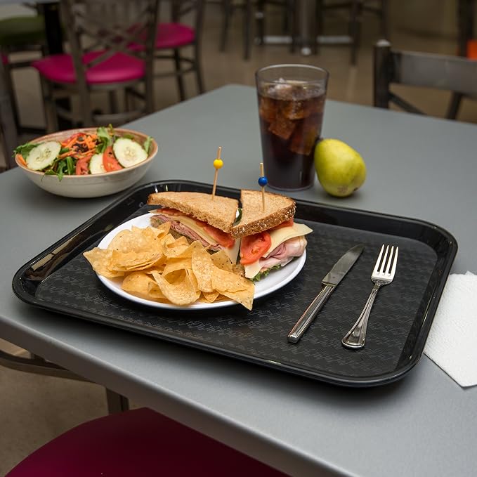 Carlisle FoodService Products Café Cafeteria Tray, Fast Food Tray for Restaurant or Commercial Use, 14" x 18", 12 Count, Black