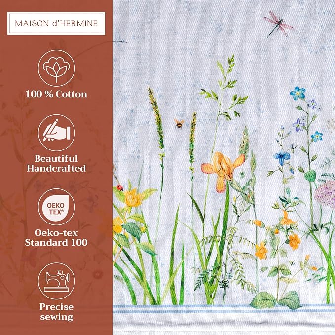 Maison d' Hermine Placemats Set of 4 Reusable 100% Cotton (13"x19") | Cloth Place Mats Washable Table Mats for Kitchen Dining Party Wedding Hotel Home Restaurant Spring Summer - Fleurs De Mai