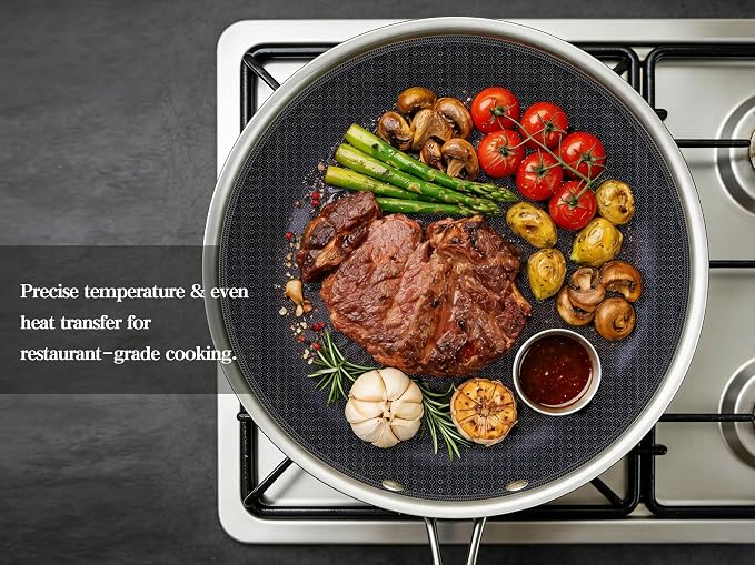 BRASA Nonstick Frying Pan 7.87-inch,Tri-Ply Stainless Steel Skillet,Honeycomb Ceramic Coating, Induction & All Cooktop Compatible,Dishwasher safe (PFOS, PFOA Free) 7.87 in