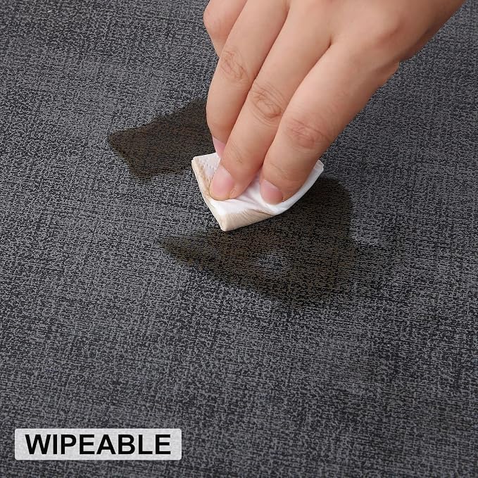 Faux Leather Heat Resistant Placemats 4 Packs, Waterproof Wipeable Dining PU Place Mats for Indoor & Outdoor, Easy to Clean, Charcoal