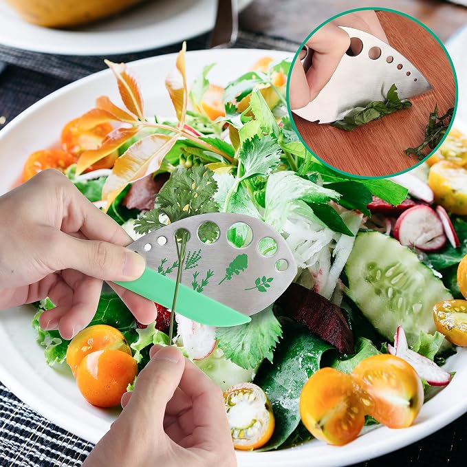 LUVCOSY Herb Scissors, Premium Stainless Steel 5 Blade Kitchen Salad Scissors Dishwasher Safe, Sharp and Convenient 5 Blade with Safety Cover, Herb Stripping Tool and Cleaning Comb