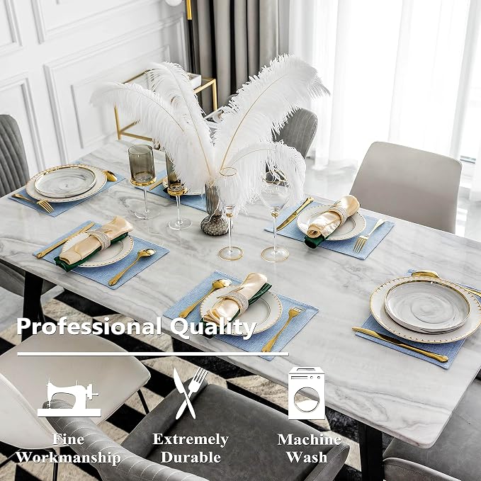 Home Brilliant Placemats Table Mat Set of 6 Heat Resistant Dining Place Mats for Kitchen Restaurant Wedding Holiday Celebration, Blue