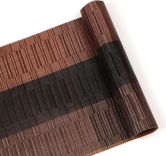 SHACOS Table Runners Woven Vinyl Table Mats 12x71 inch for Kitchen Dining Table Non Slip Washable, Ombre Coffee Black