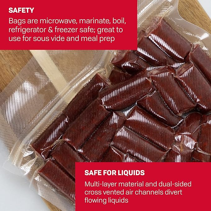 Nesco Vacuum Sealer Quart Zipper Bags - 50 Count - 8" x 12"
