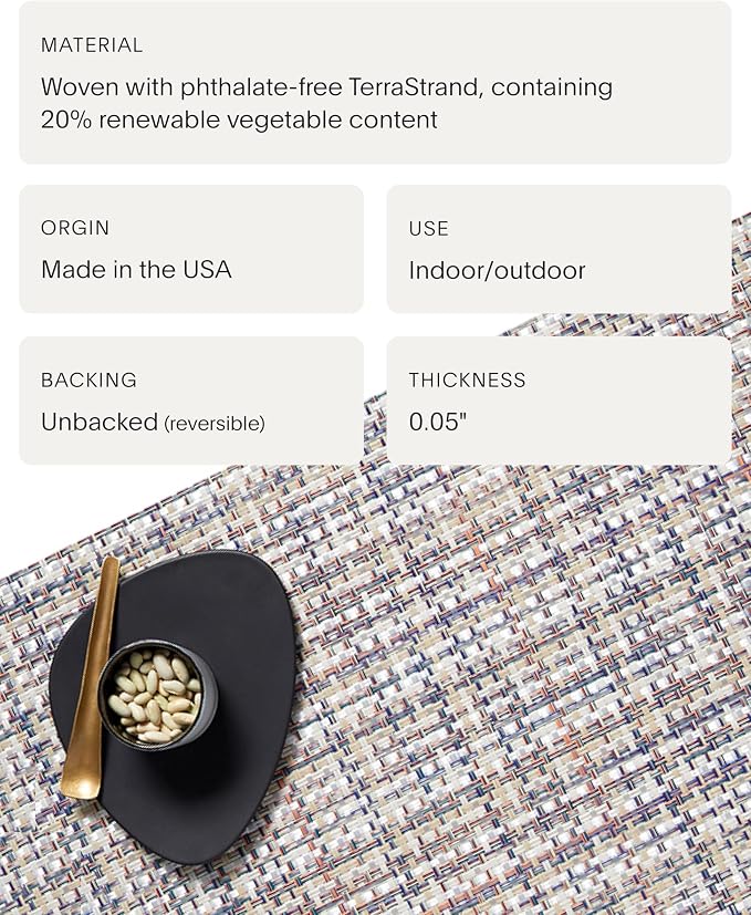 Chilewich Basketweave Placemats, Woven Round Placemats Set of 4 | Reusable, Stain-Resistant, Indoor/Outdoor Tabletop Protection, Bon Bon, 15"