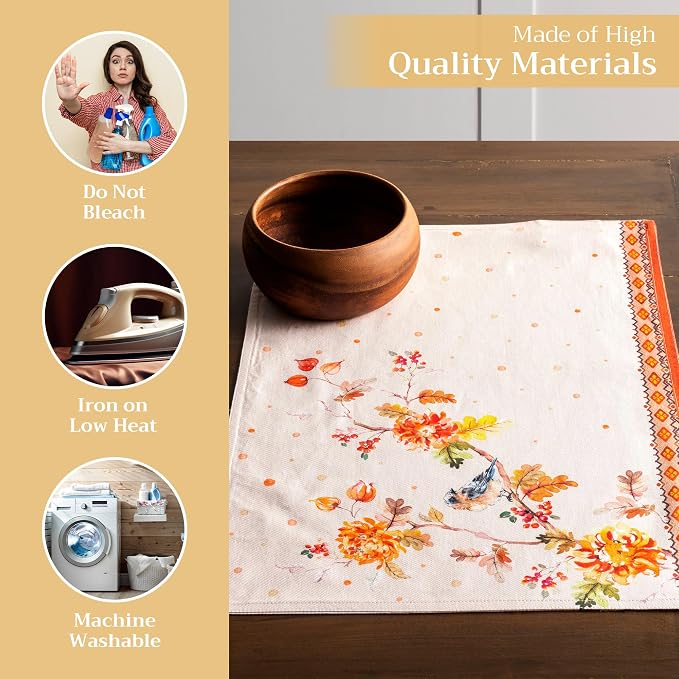 Maison d' Hermine Placemats Set of 4 Reusable 100% Cotton (13"x19") | Cloth Place Mats Washable Table Mats for Kitchen Dining Party Wedding Hotel Home Thanksgiving Christmas - Kelim - Prairie