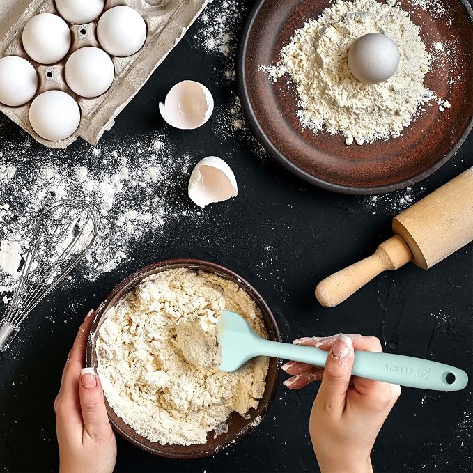 3-Piece Silicone Spatula Set, 600°F Heat Resistant, Macaron Navy | Stainless Steel Core, Silicone Rubber Spatulas for Nonstick Pans, Spatula, Spoonula and Mini Spatula for Cooking and Baking