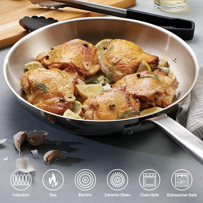 Tramontina Tempo Tri-Ply Base Stainless Steel 10-Piece Pots and Pans Set | Induction-Ready Cookware Set with Lids, Oven-Safe, Dishwasher-Safe