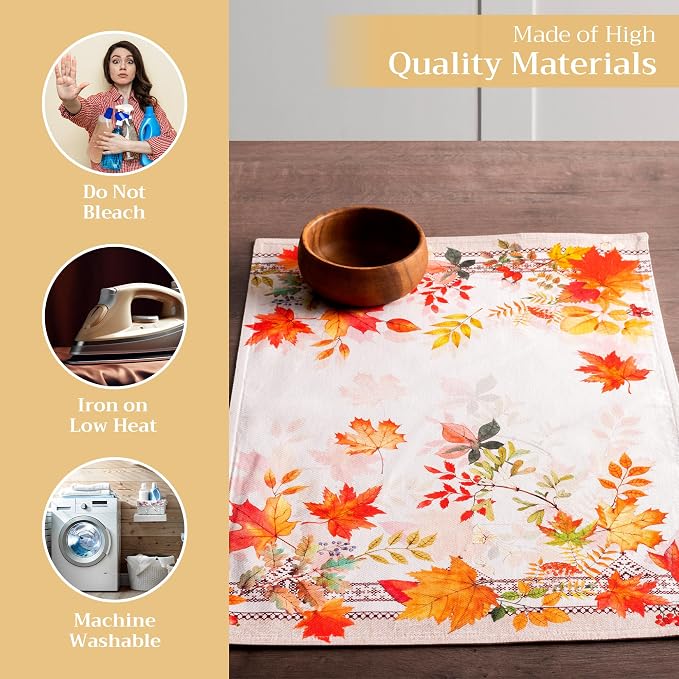 Maison d' Hermine Placemats Set of 4 Reusable 100% Cotton (13"x19") | Cloth Place Mats Washable Table Mats for Kitchen Dining Party Wedding Hotel Home Thanksgiving Christmas - Amarante