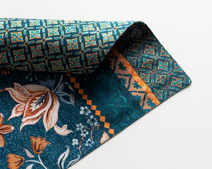 Maison d' Hermine Placemats Set of 4 Reusable 100% Cotton (13"x19") | Cloth Place Mats Washable Table Mats for Kitchen Dining Party Wedding Home Thanksgiving Christmas - Luxury Loft - Dark Teal