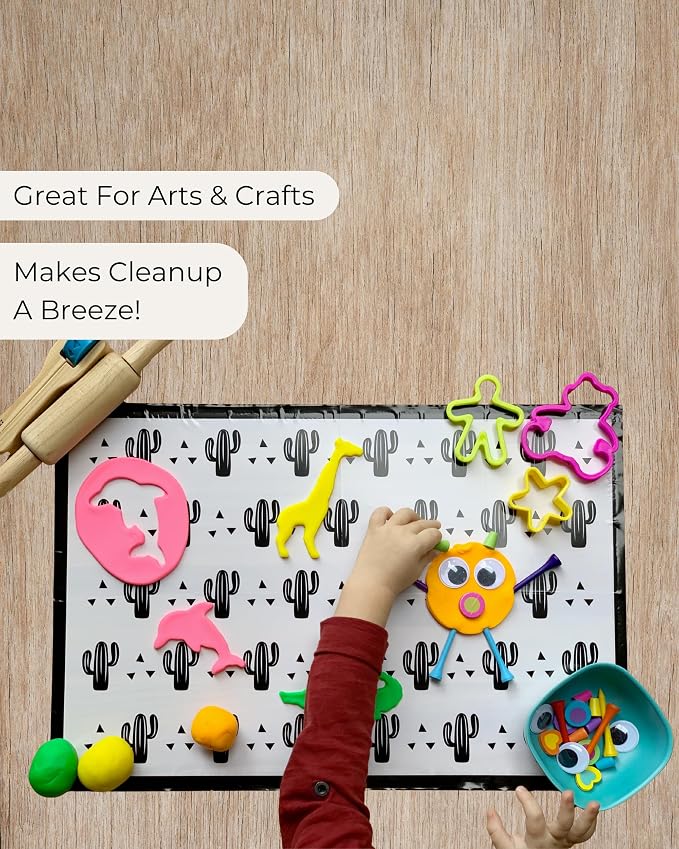Disposable Placemats Baby - Pack of 45 BPA Free Table Toppers for Kids and Toddlers - Extra Sticky Travel Mat for Restaurant (Cream/Sage/Blush)