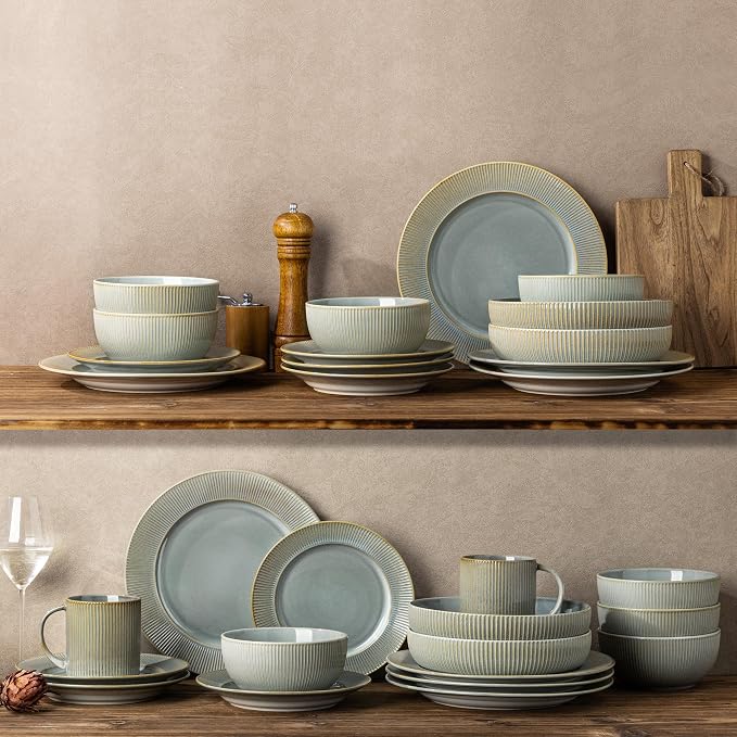 8.5" Ceramic Pasta Bowls Set of 4, Salad Bowls | Versatile Serving Bowls for Pasta, Salad, Fruit & Noodles, Housewarming & Wedding Gift, Desert Sage