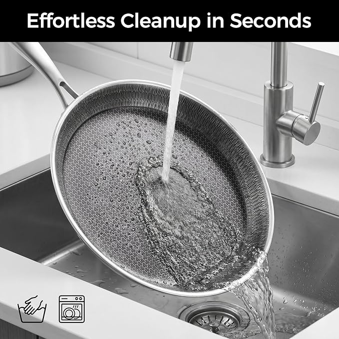 Stainless Steel Crepe Pan Honeycomb Nonstick Griddle Skillet | Premium Hybrid Cookware for Tortillas, Flatbreads and Omelets. Gas, Electric and Induction Stovetops Compatible.