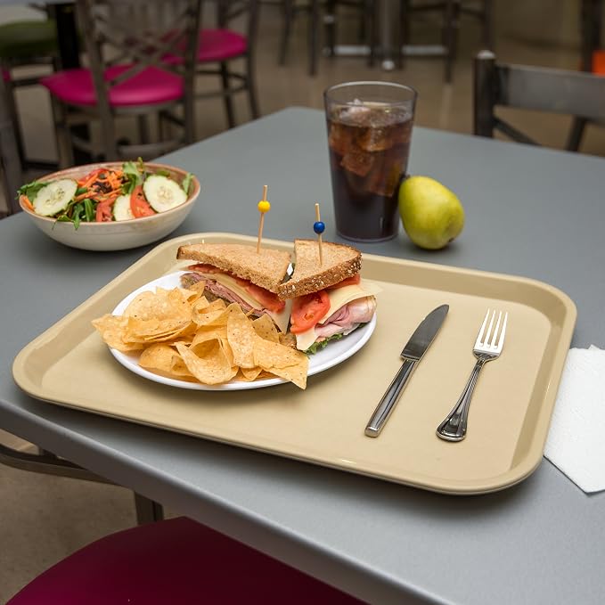 Carlisle FoodService Products Cafe Plastic Fast Food Tray, 14" x 18", Beige (Pack of 2)