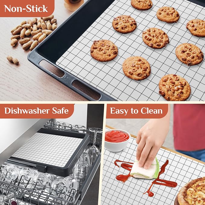 GTJ Silicone Baking Mat Roll, Reusable Baking Sheet Liners, 16 in x 6 ft | Free Cut to Size, Food-Grade, Non-Stick, Non-Slip, For Dough, Pastry, Air Fryer, Freeze Dryer, Oven Pan, Kitchen Counter