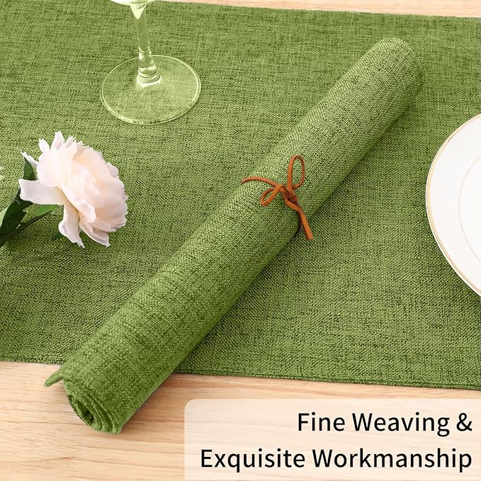 Homaxy Cloths Placemats for Dining Table Set of 4, 13" x 19", Grass Green | Heat Resistant, Washable, Cotton Linen Blend Table Mats, Easy to Clean Place Mats, Indoor Outdoor