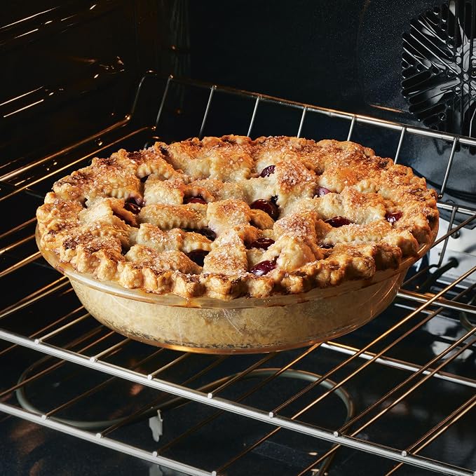 LOCK & LOCK LocknLock Purely Better Glass Round Pie Baking Dish/Food Storage Container with Lid, 9.5 Inch, Clear