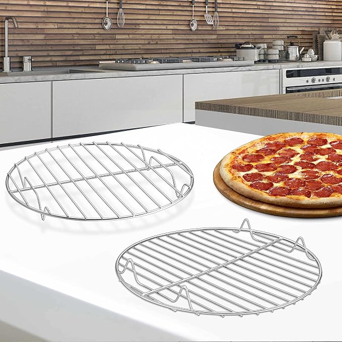 Herogo Round Cooling Rack for Cooking and Baking Set of 2, 9 Inch Stainless Steel Grill Steaming Rack Fit Stockpot Air Fryer Canning, Healthy, Smooth Edge, Oven and Dishwasher Safe