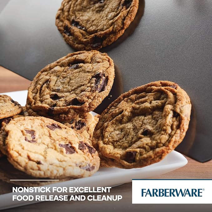 Farberware GOLDEN BAKE Nonstick Jumbo Cookie Sheet, Flat Baking Sheet, 14-Inch x 16-Inch, Light Gray