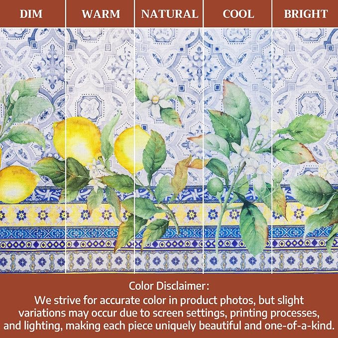 Maison d' Hermine Placemats Set of 4 Reusable 100% Cotton (13"x19") | Cloth Place Mats Washable Table Mats for Kitchen Dining Party Wedding Hotel Home Restaurant Spring Summer - Citrus