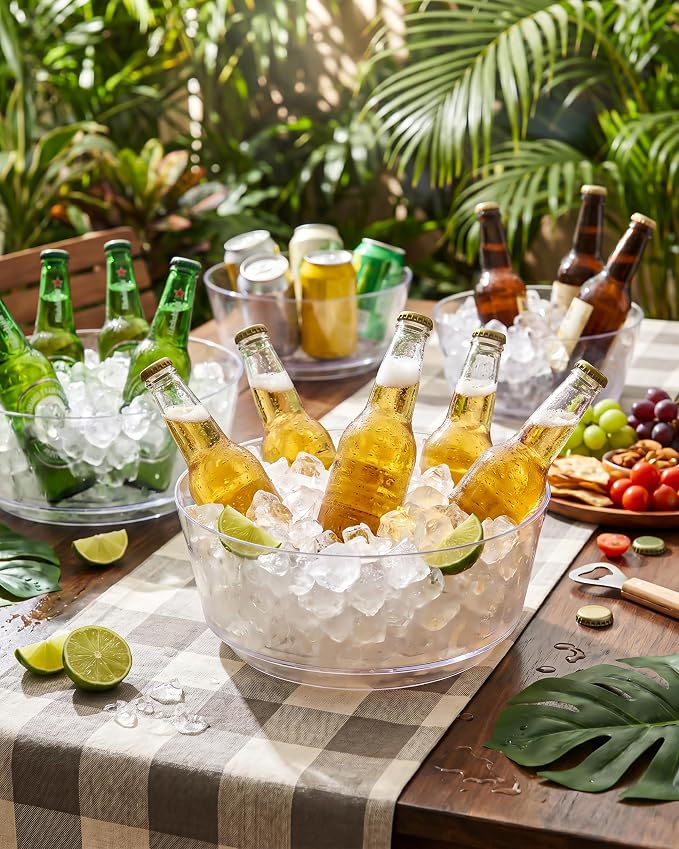 8 Pack Clear Serving Bowls for Buffet | 128oz Heavy Duty Disposable Plastic Bowls, Perfect for Party Snack, Salad, Candy & Bar Buffet